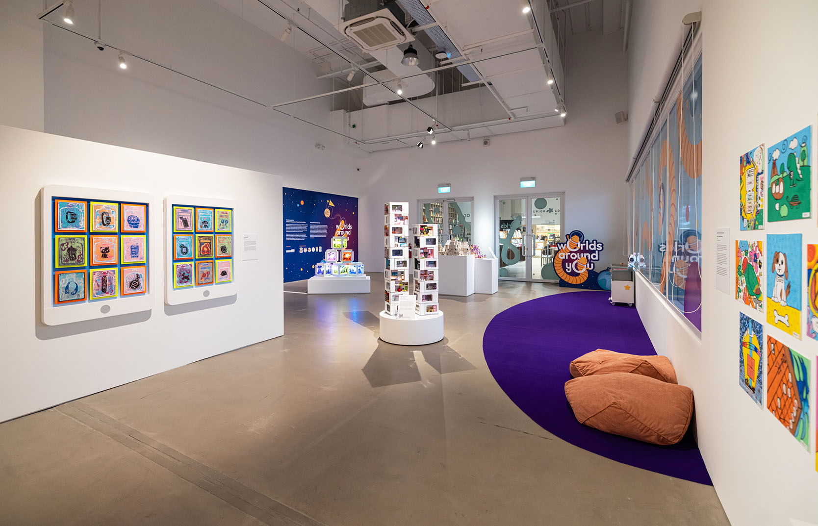 Installation view of Worlds Around You_ A Think! Contemporary Primary School Exhibition’. Image courtesy of Singapore Art Museum